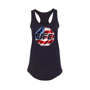 UFC Womens USA Country Racerback Tank Top, Black, L, DM